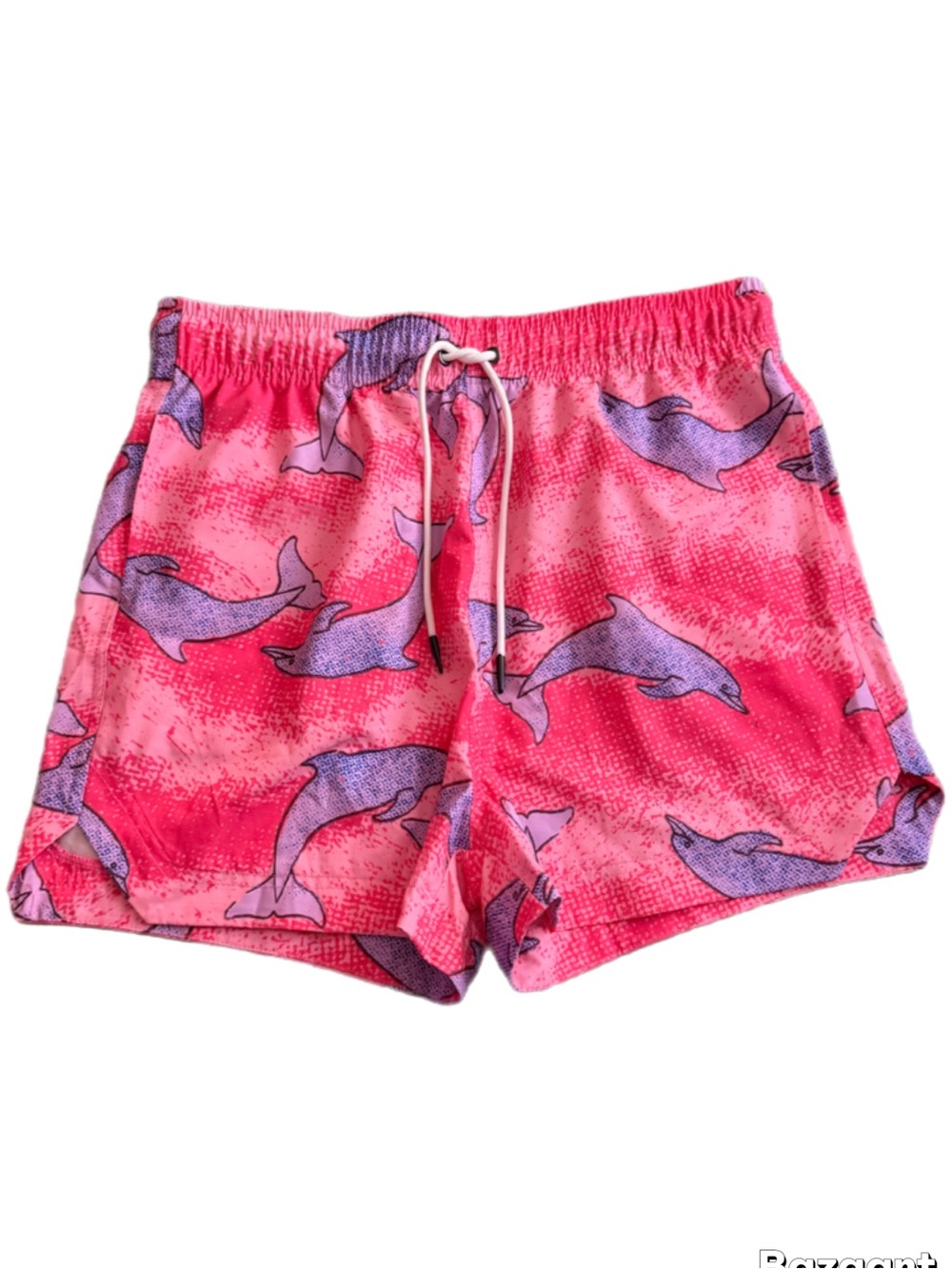 Bad Bunny Dolphin Print Swim Shorts Pink Men’s Large Elastic Waist Beach Trunks